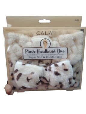 CALA Plush Leopard Print Headband Duo - Cream
